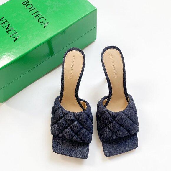 Bottega Veneta Matelasse Quilted Denim Mule Sandals Indigo Size EU 39 US 9 NEW - Picture 6 of 12